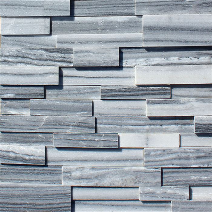 سنگ واقعی 3D Ledger Panels White Grey Quartzite JRED-050